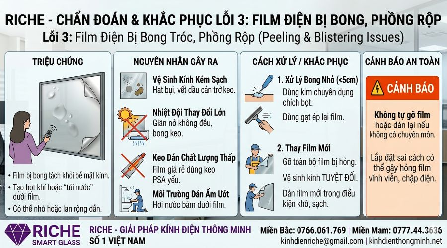 Film điện bị bong, phồng rộp