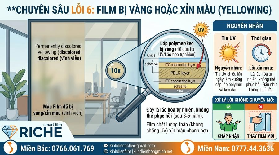 Film bị vàng hoặc xỉn màu theo thời gian